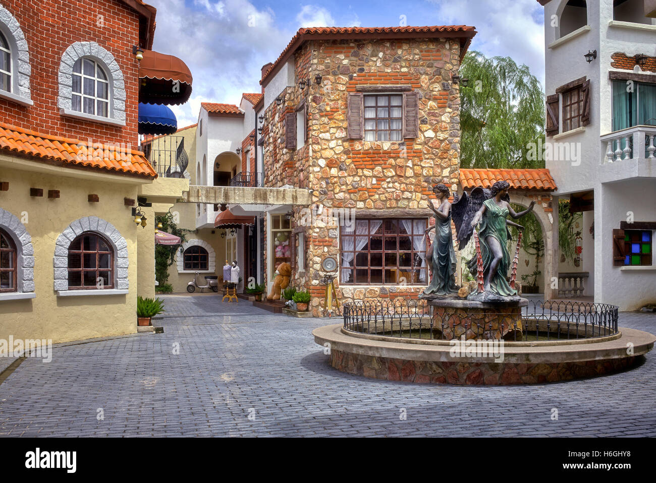 Italian square replica at a Thailand culture centre. Stock Photo