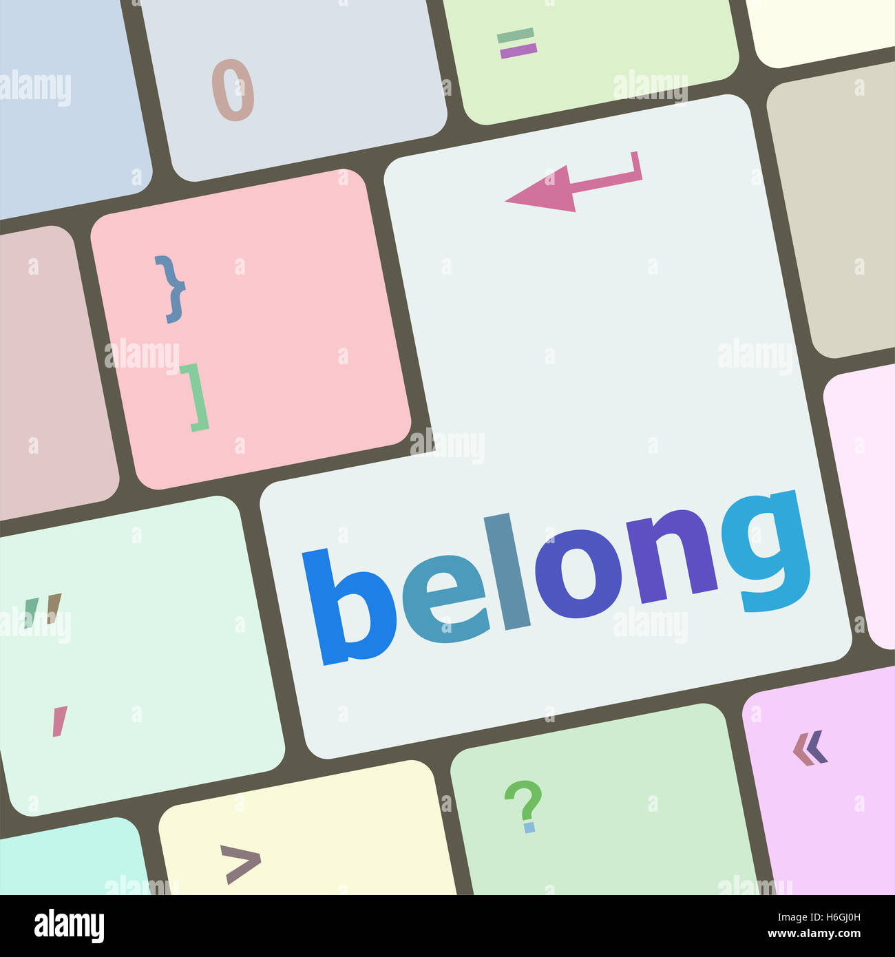 belong word on keyboard key, notebook computer button Stock Photo Alamy