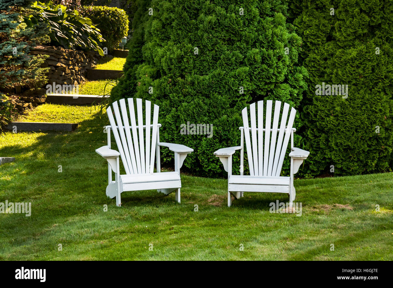 two adirondack chairs Stock Photo Alamy