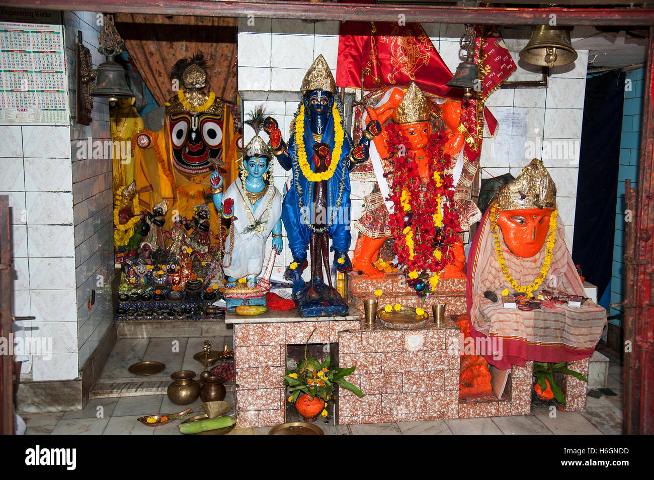 god hanuman and  god vishnu temple near kalighat Kolkata West  Bengal India. Stock Photo