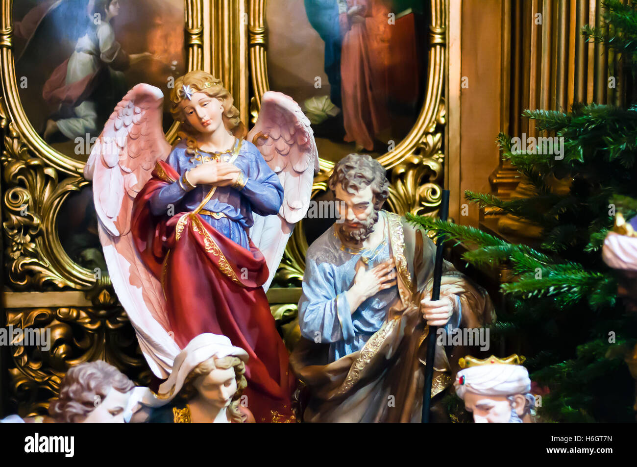Christmas scene with figures of Mary and Joseph Stock Photo - Alamy