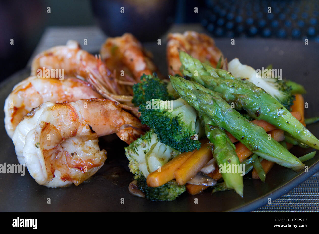 Japanese seafood and vegetable teppanyaki Stock Photo