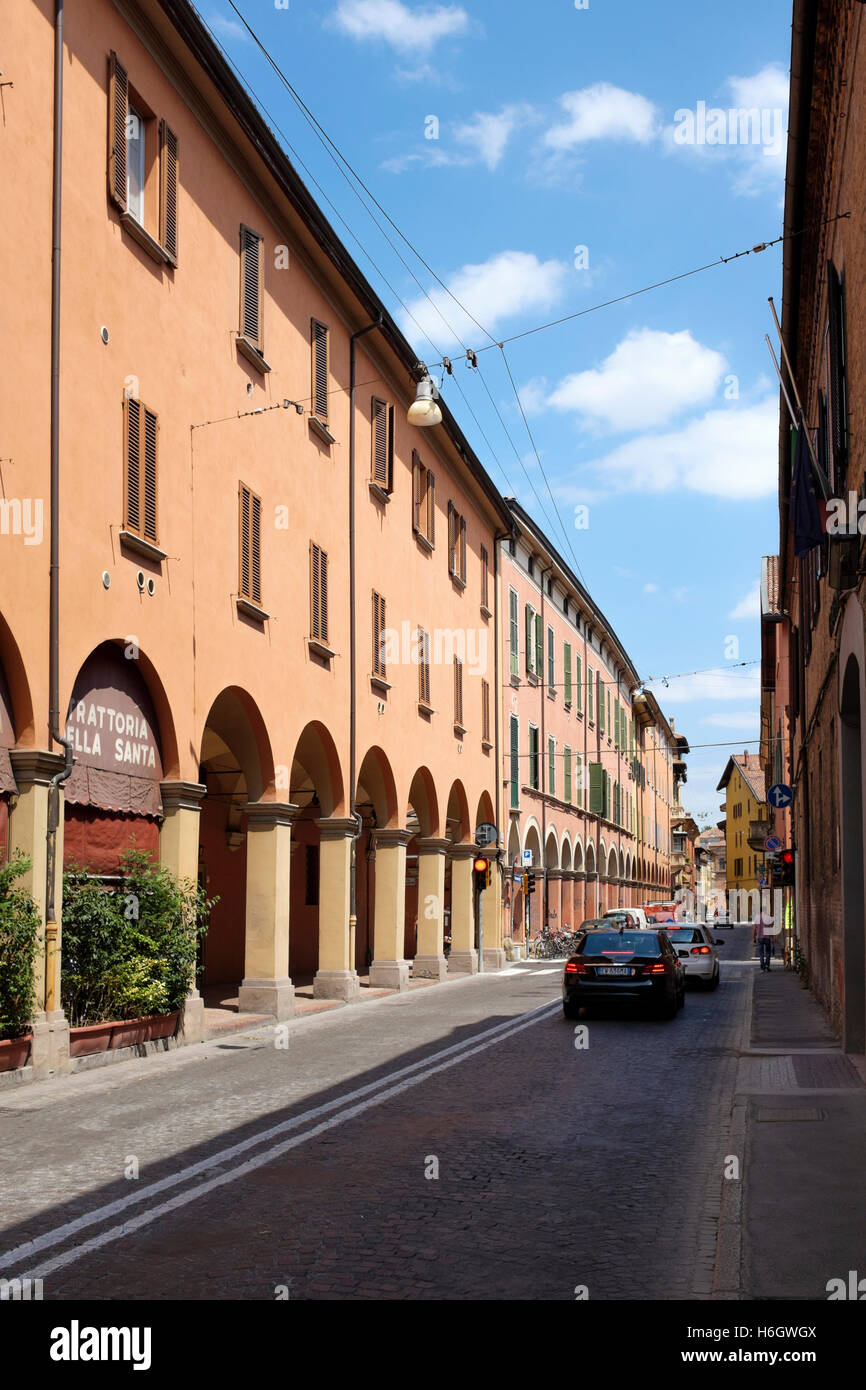 The Via Urbana, a quiet street in the city of Bologna, Italy. Stock Photo