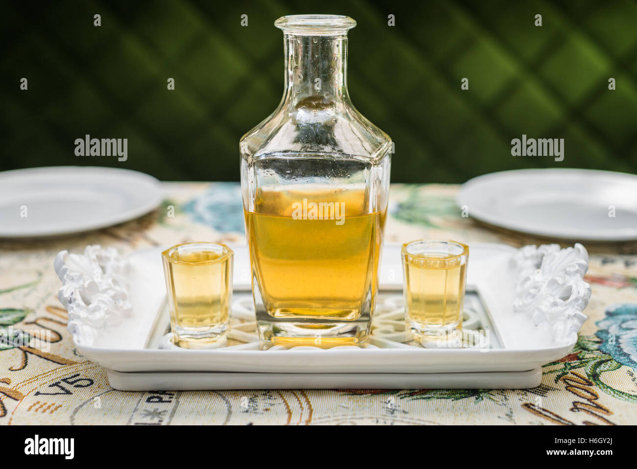 Carafe with honey vodka Stock Photo Alamy
