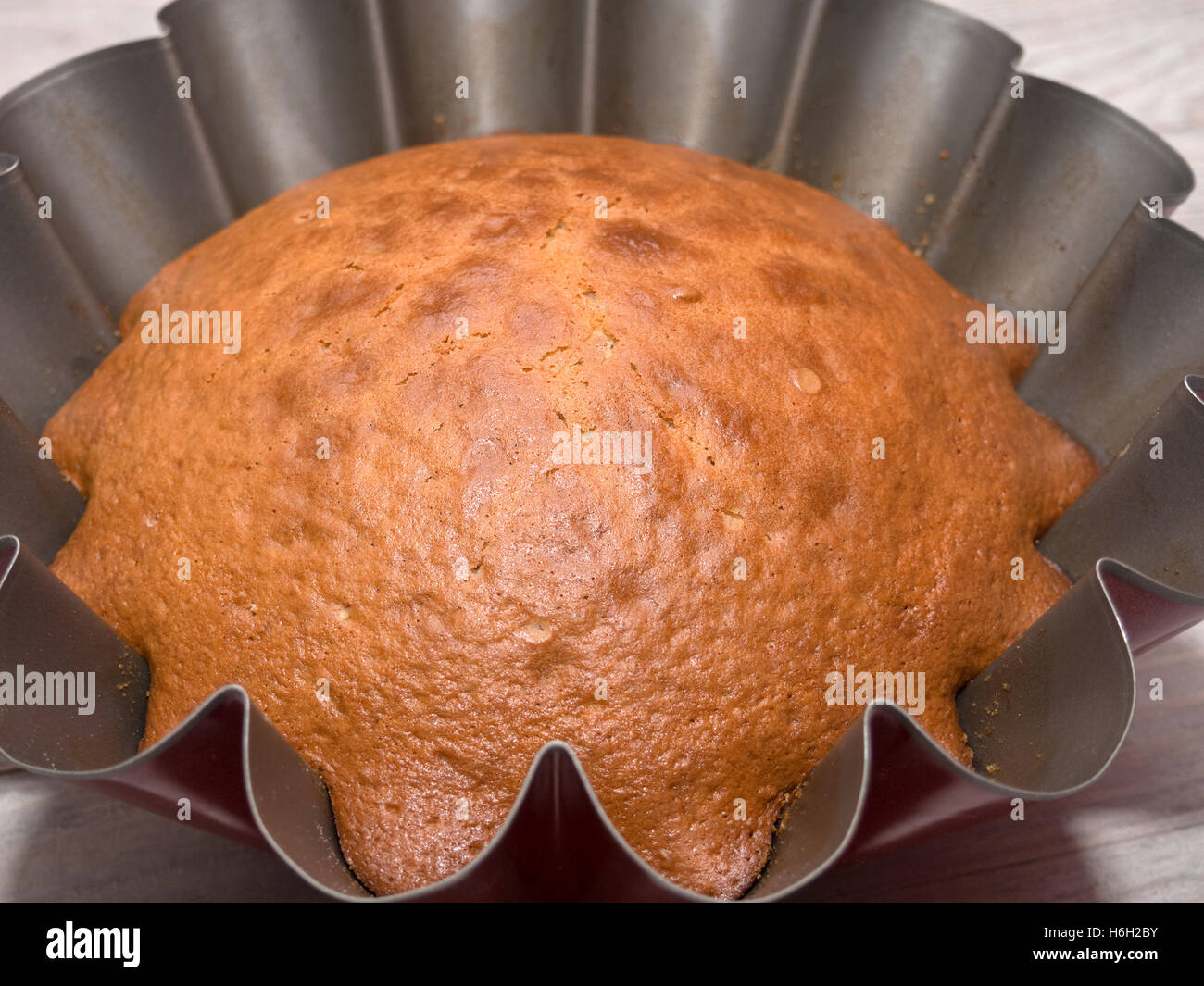 Baked cake in tin. Making Yogurt Cake Stock Photo Alamy