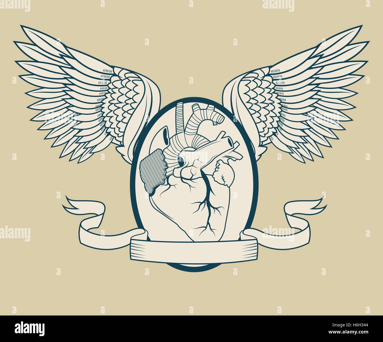 Heart with wings tattoo art design Stock Vector Image & Art - Alamy
