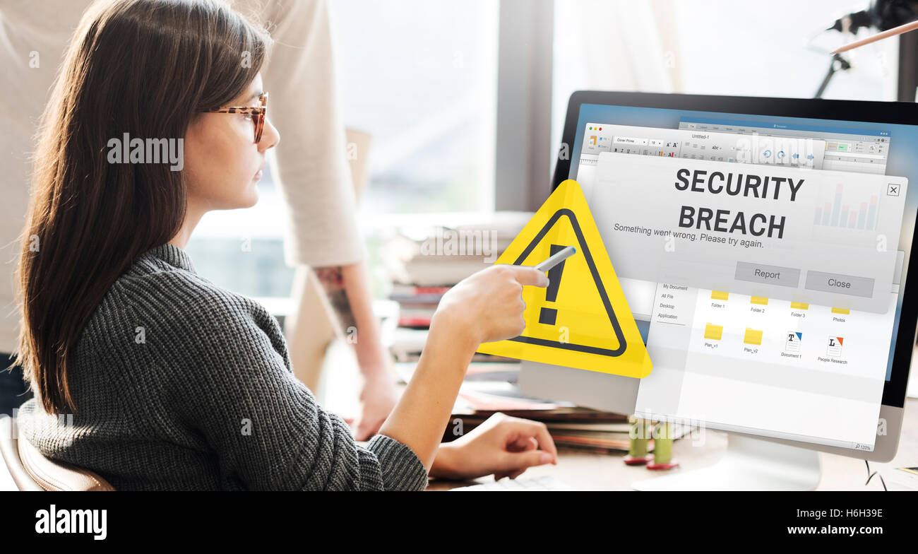 Security Breach Cyber Attack Computer Crime Password Concept Stock Photo