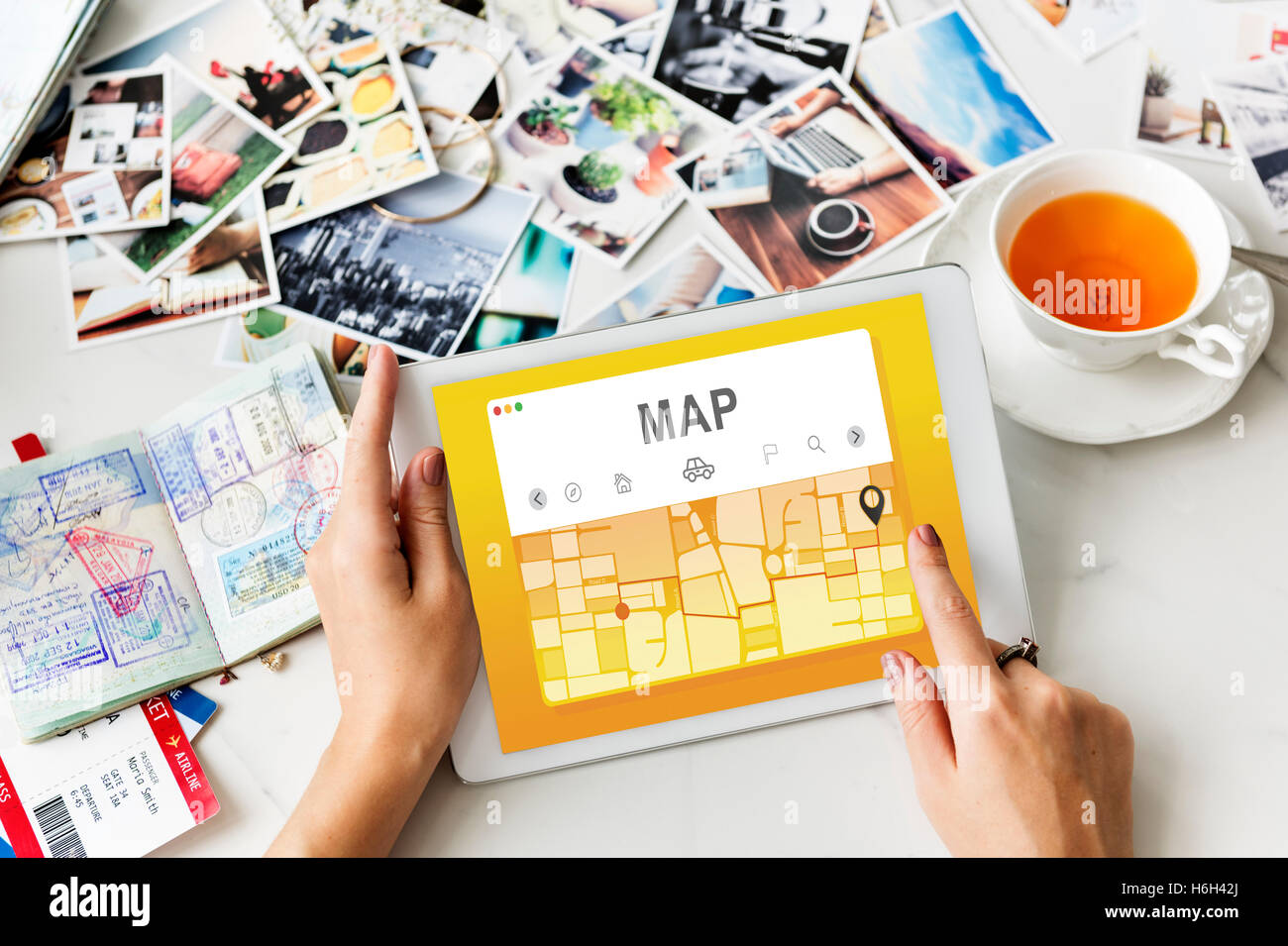 Map GPS Navigation Direction Destination Route Concept Stock Photo