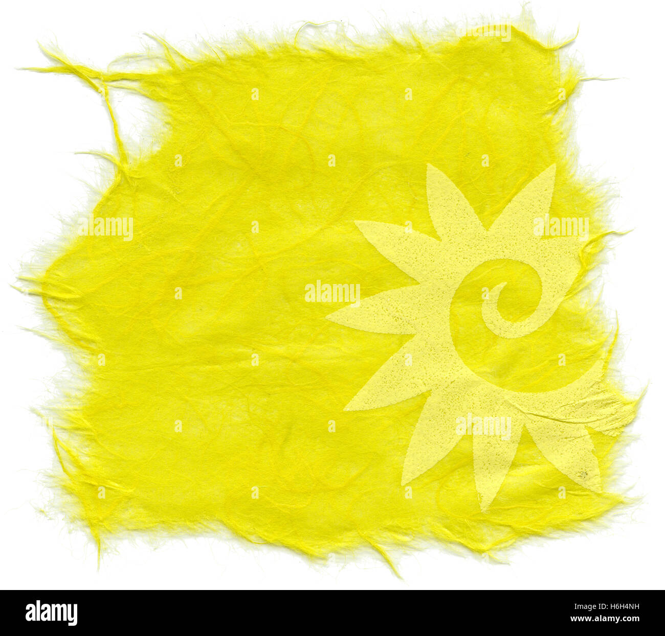 Texture of blue polka dots embedded in yellow rice paper with a pattern ...