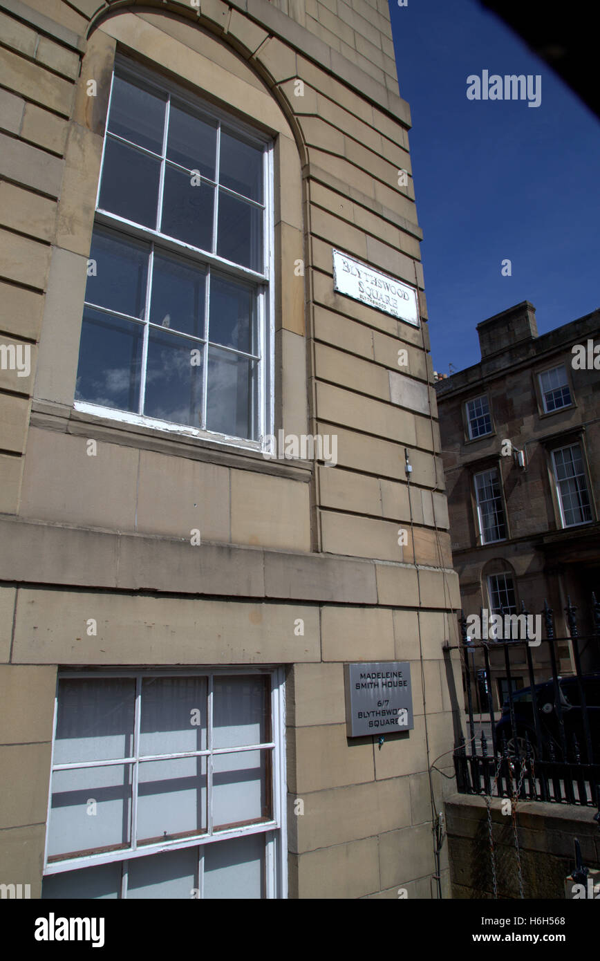 Madeline Smith the murderers house in  No 7, Blythswood Square, Glasgow, Stock Photo