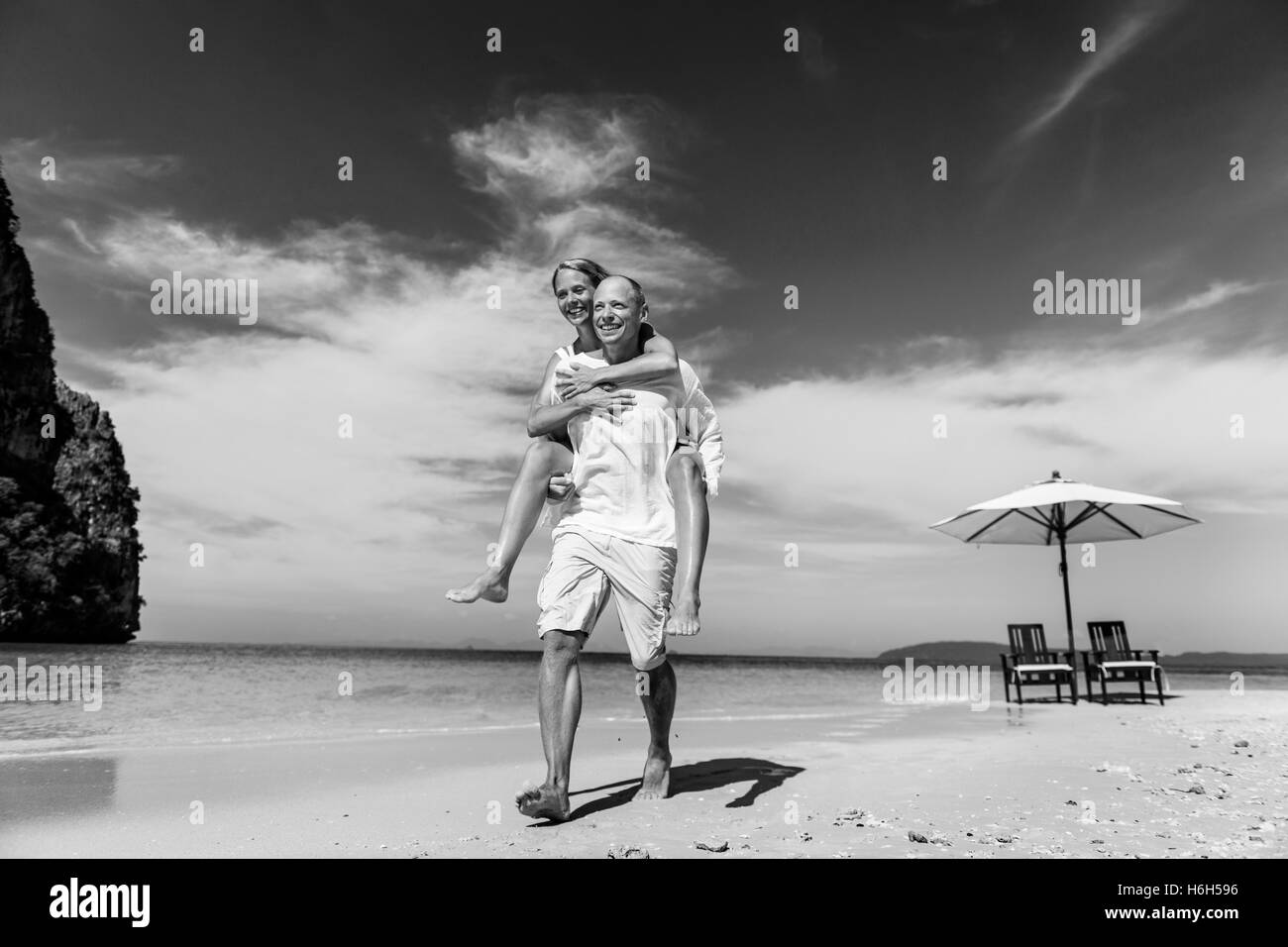 Couple Romance Beach Love Island Concept Stock Photo
