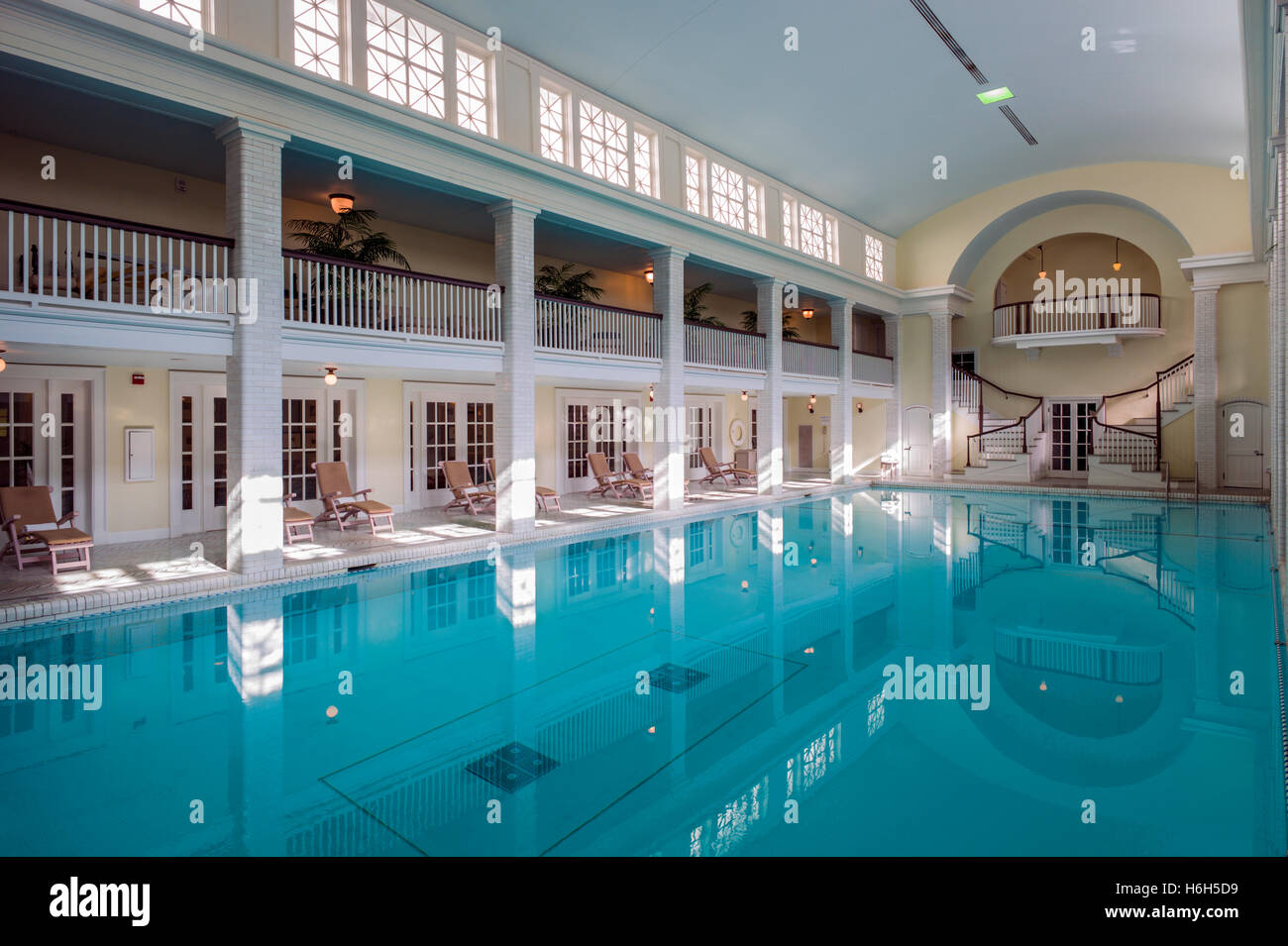 Interior springfed swimming pool; Omni Bedford Springs Resort & Spa