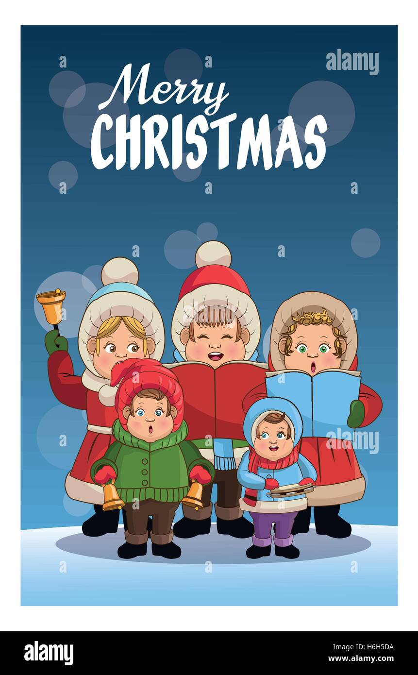 Singing cartoon of Christmas carol design Stock Image