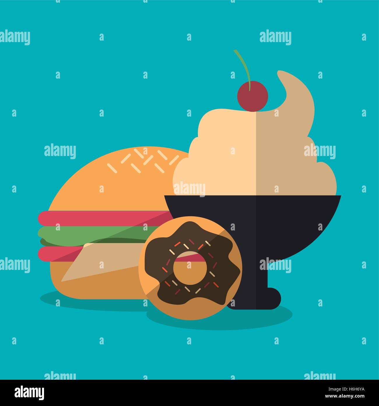 Hamburger and icon set of fast food concept Stock Vector Image & Art ...