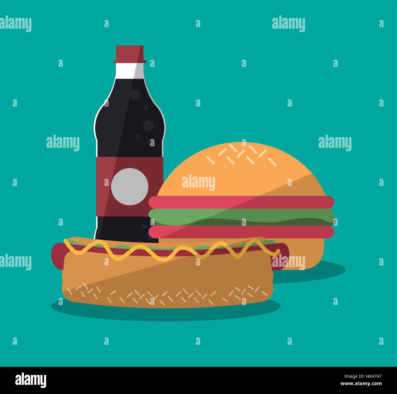 Hamburger and icon set of fast food concept Stock Vector Image & Art ...