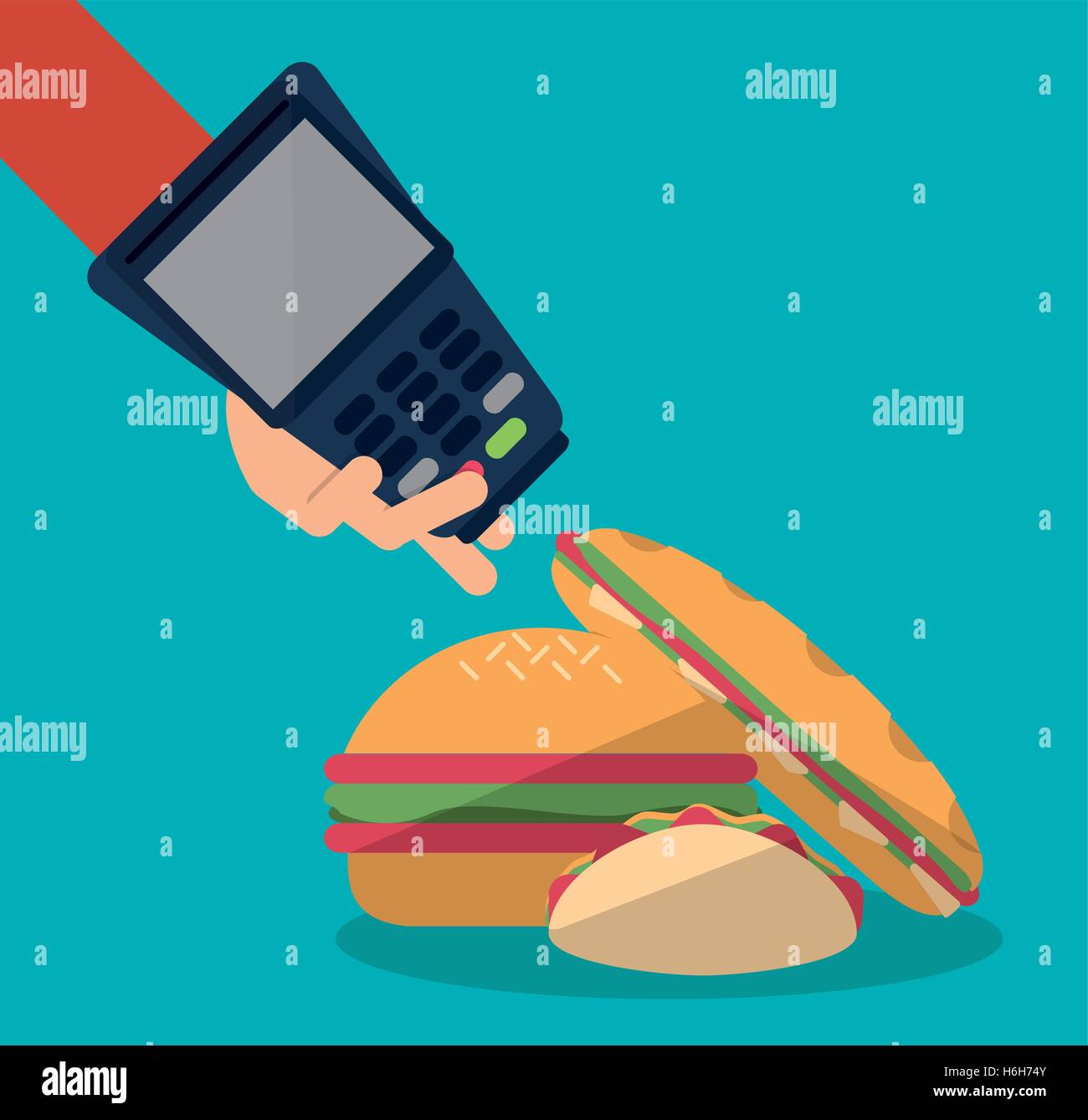 Hamburger and icon set of fast food concept Stock Vector Image & Art ...