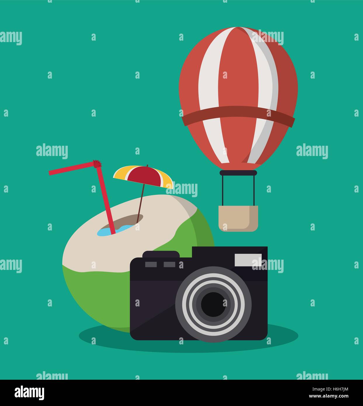 Hot air balloon of travel and tourism concept Stock Vector Image & Art ...