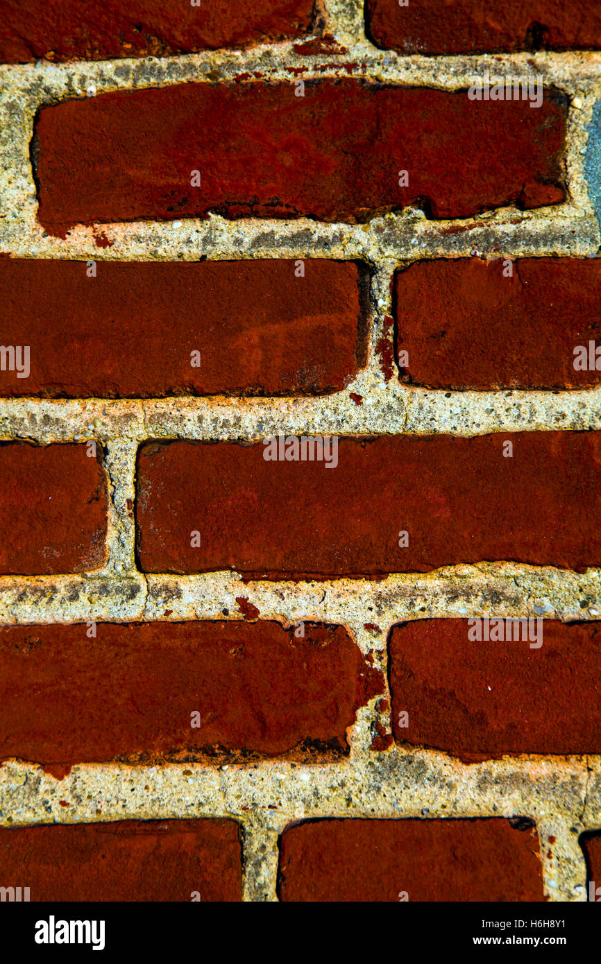 Red brick with white grout wall detail. Stock Photo