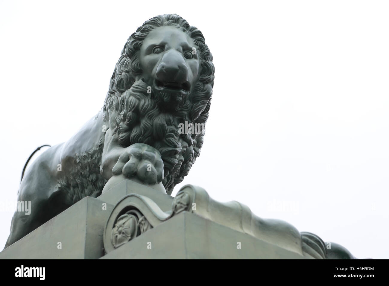 Marble lion sculpture closeup on white background Stock Photo - Alamy