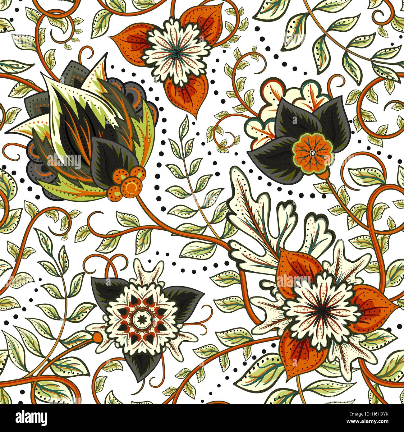 Vector floral seamless pattern with fantasy flowers Stock Vector Image ...