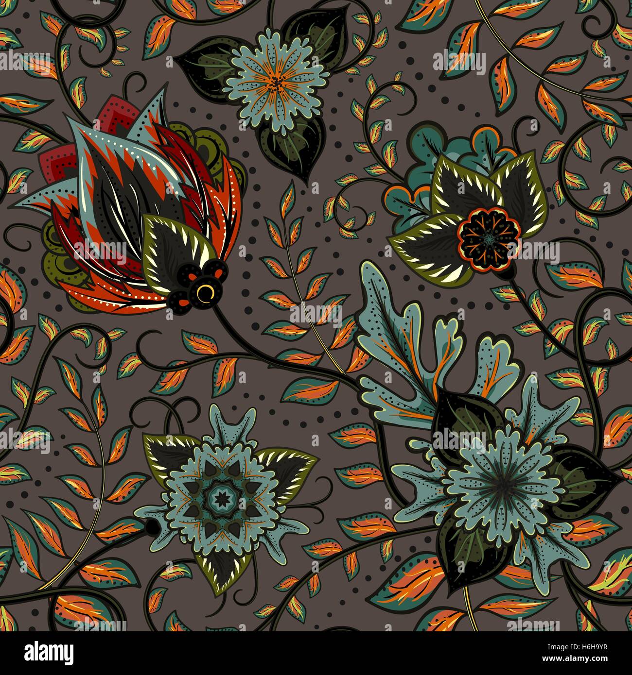 Vector floral seamless pattern with fantasy flowers Stock Vector Image ...