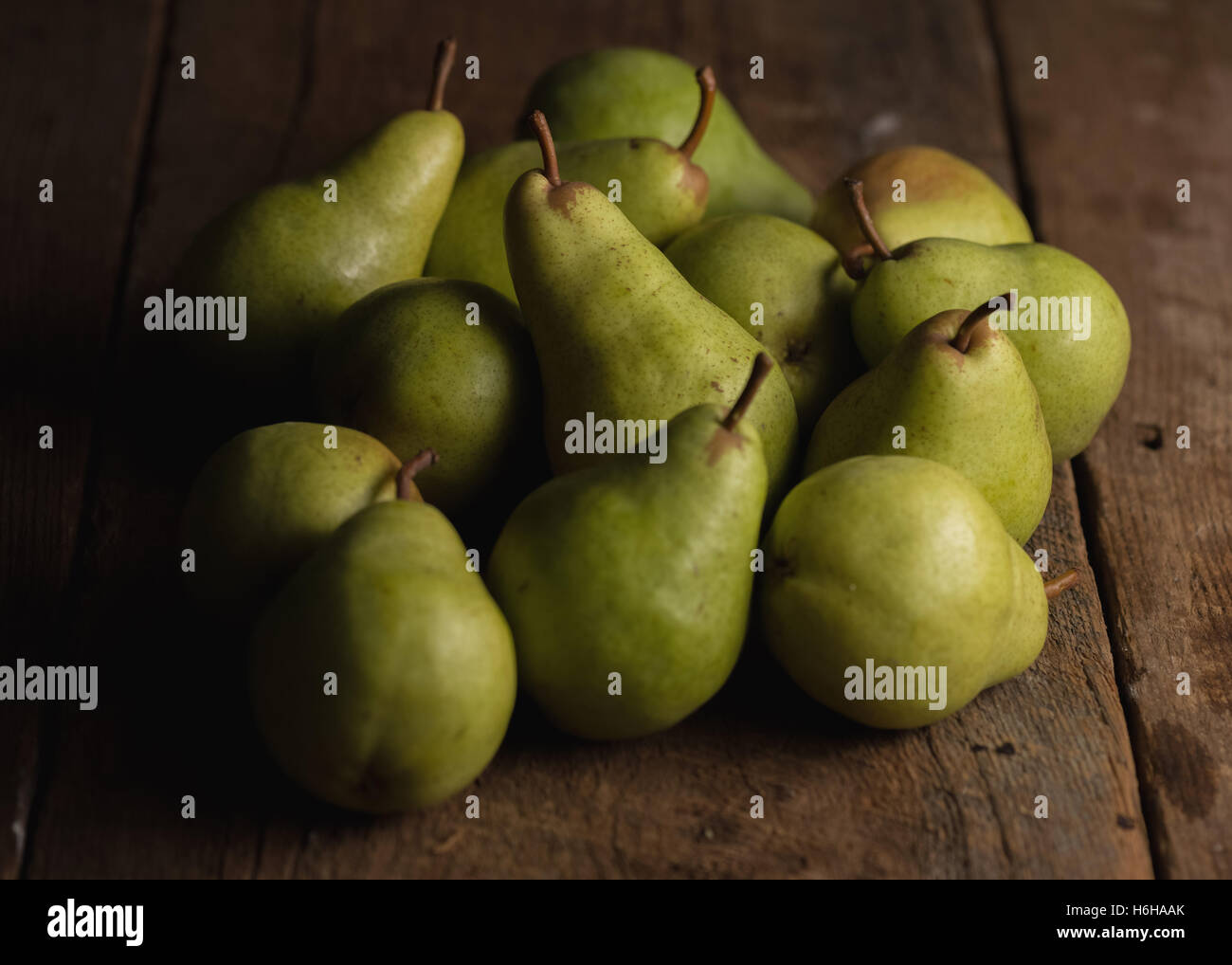 Still life of ripe Bartlett pears in subdued lighting Stock Photo Alamy
