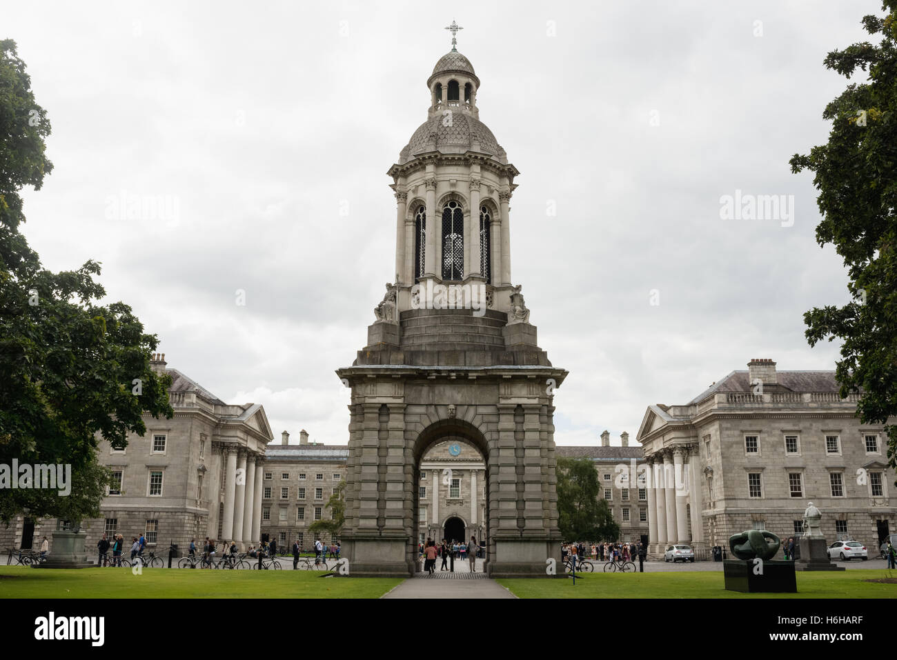 The exterior of Trinity College Dublin, the University of Dublin, in the Republic of Ireland. Stock Photo