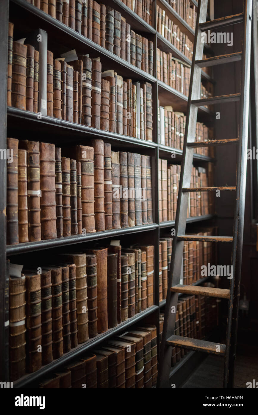 The famous Old Library at Trinity College Dublin, the University of Dublin, in the Republic of Ireland. Stock Photo