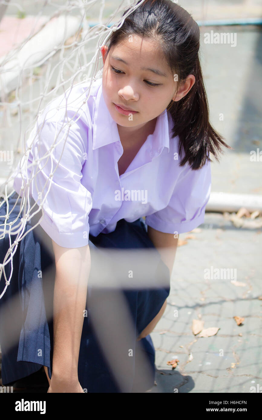 Portrait Of Thai High School Student Uniform Teen Beauti