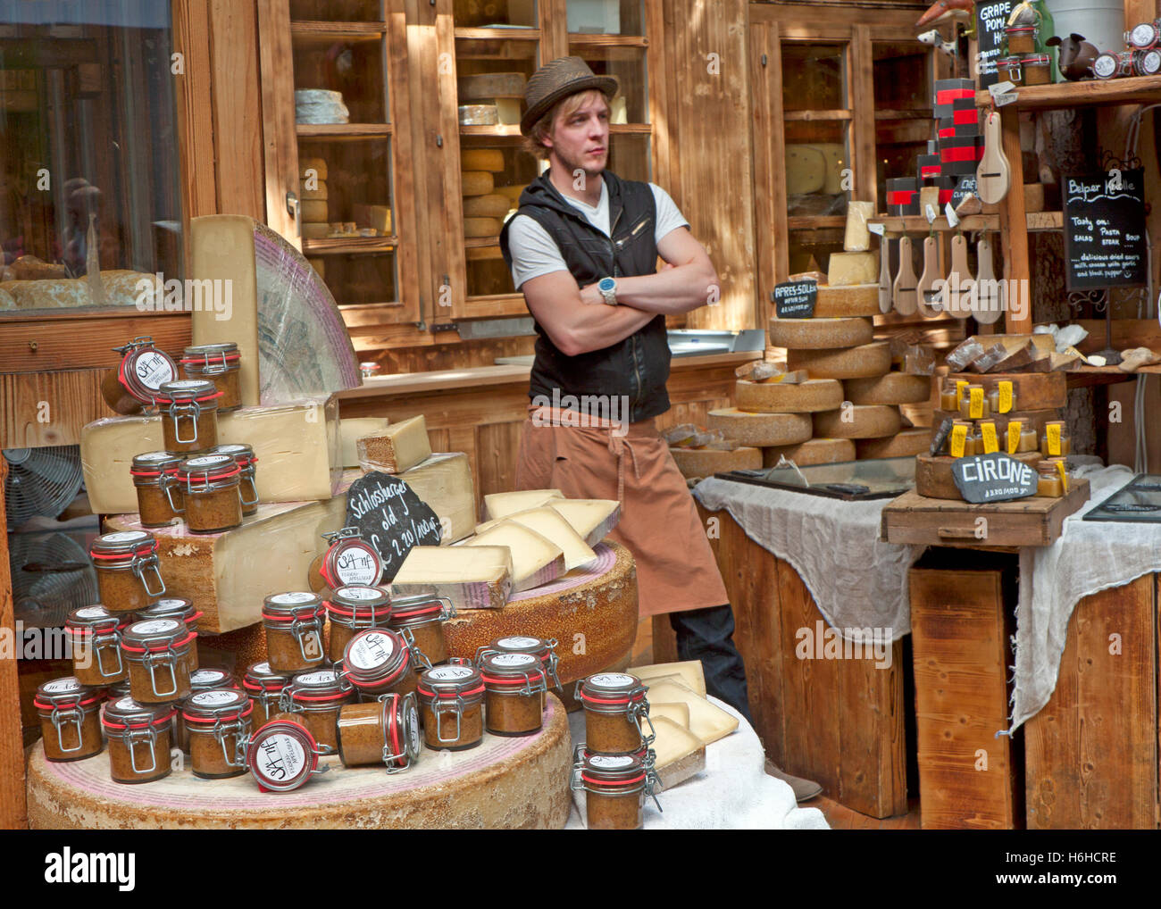 Cheese stall, Borough Market in Southwark near London Bridge Stock