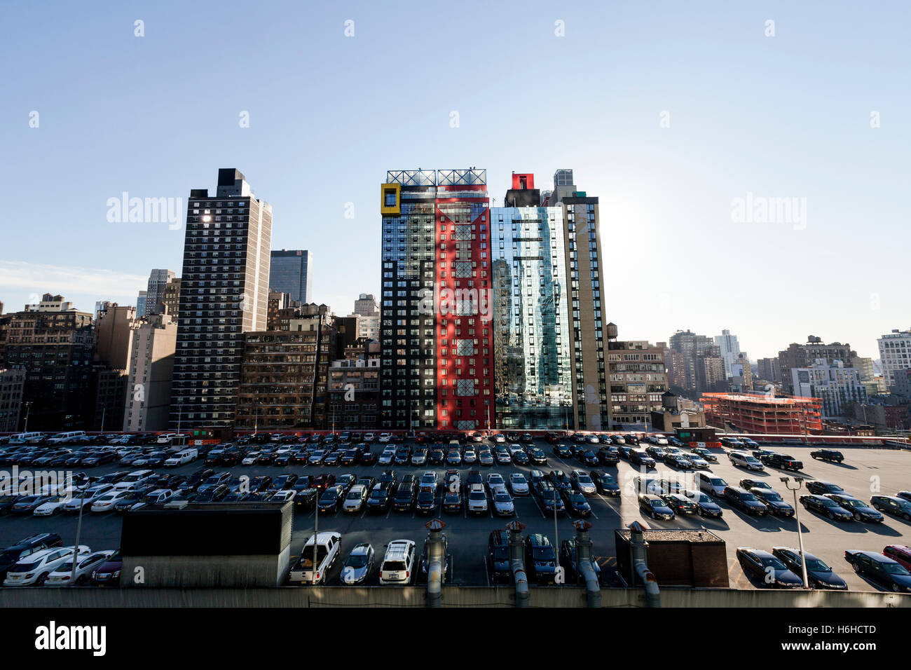 NEWYORK NOV 6 The NYC Port Authority's rooftop parking lot surrounded by midtown skyscrapers