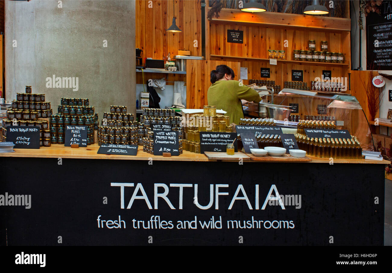 Truffle stall in Borough Market in Southwark near London Bridge Stock Photo