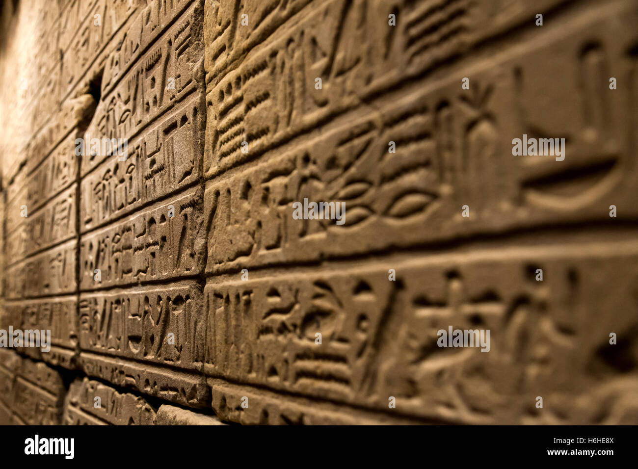 NEW-YORK - NOV 10: Ancient Egyptian hieroglyphs on dispaly in the Metropolitan Museum on November 10, 2012 in New-York, USA. Stock Photo