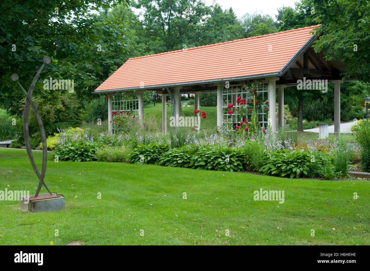 Spa gardens Bodenmais, climatic health resort, Bavarian Forest, Bavaria Stock Photo