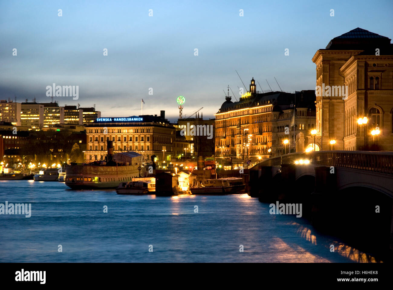 Blasieholmen at night, Stockholm, Sweden, Scandinavia, Europe Stock Photo
