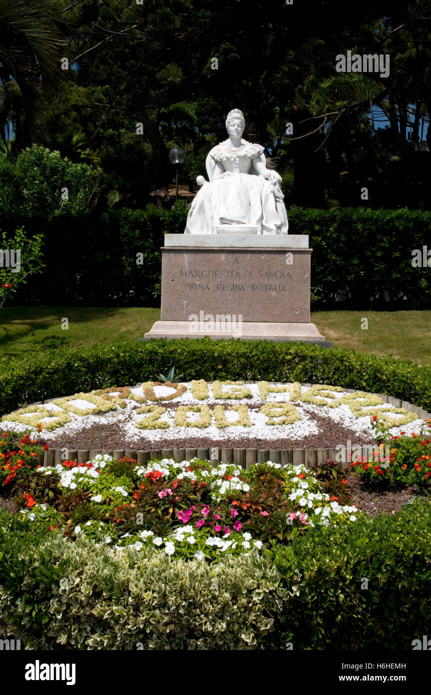 Statue of Margherita di Savoia in the park of Bordighera, Riviera