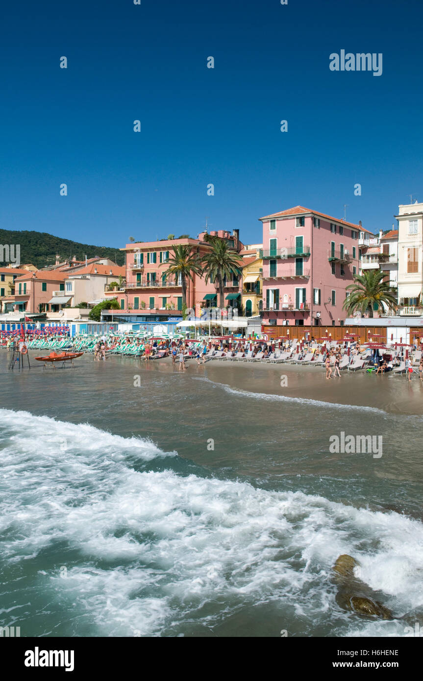 Coastal view, Alassio, Italian Riviera, Liguria, Italy, Europe Stock Photo