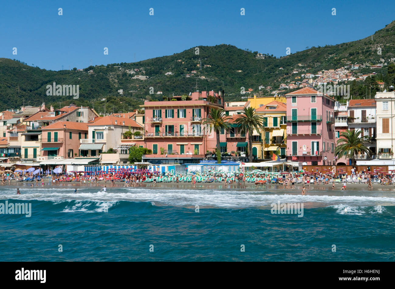 Coastal view, Alassio, Italian Riviera, Liguria, Italy, Europe Stock Photo