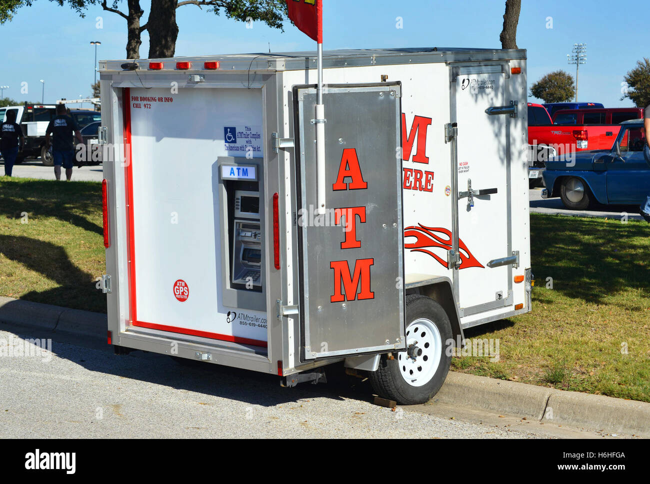 Grand Prairie, Texas Oct.29,2016 Portable ATM trailer at local car