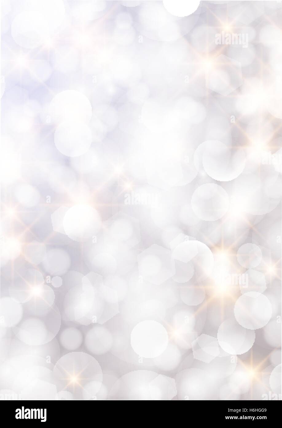 Vertical gradient silver gradient blank paper background with bokeh border Stock Vector