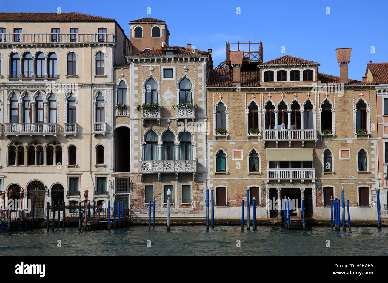 Important ancient buildings along the 'Grand Canal' Venice Italy Stock Photo