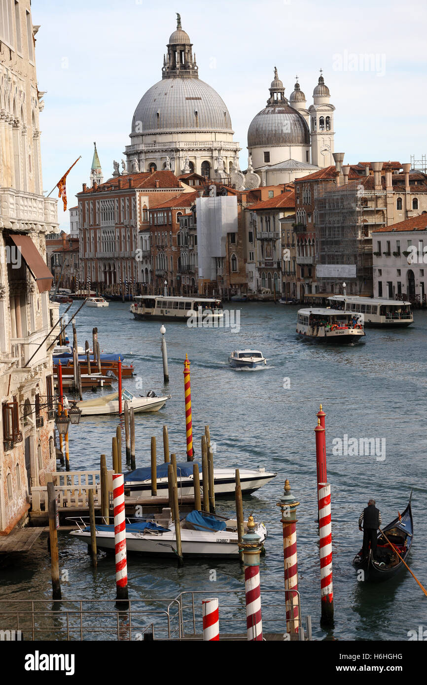 A view of the world-famous Grand Canal in Venice Italy Stock Photo