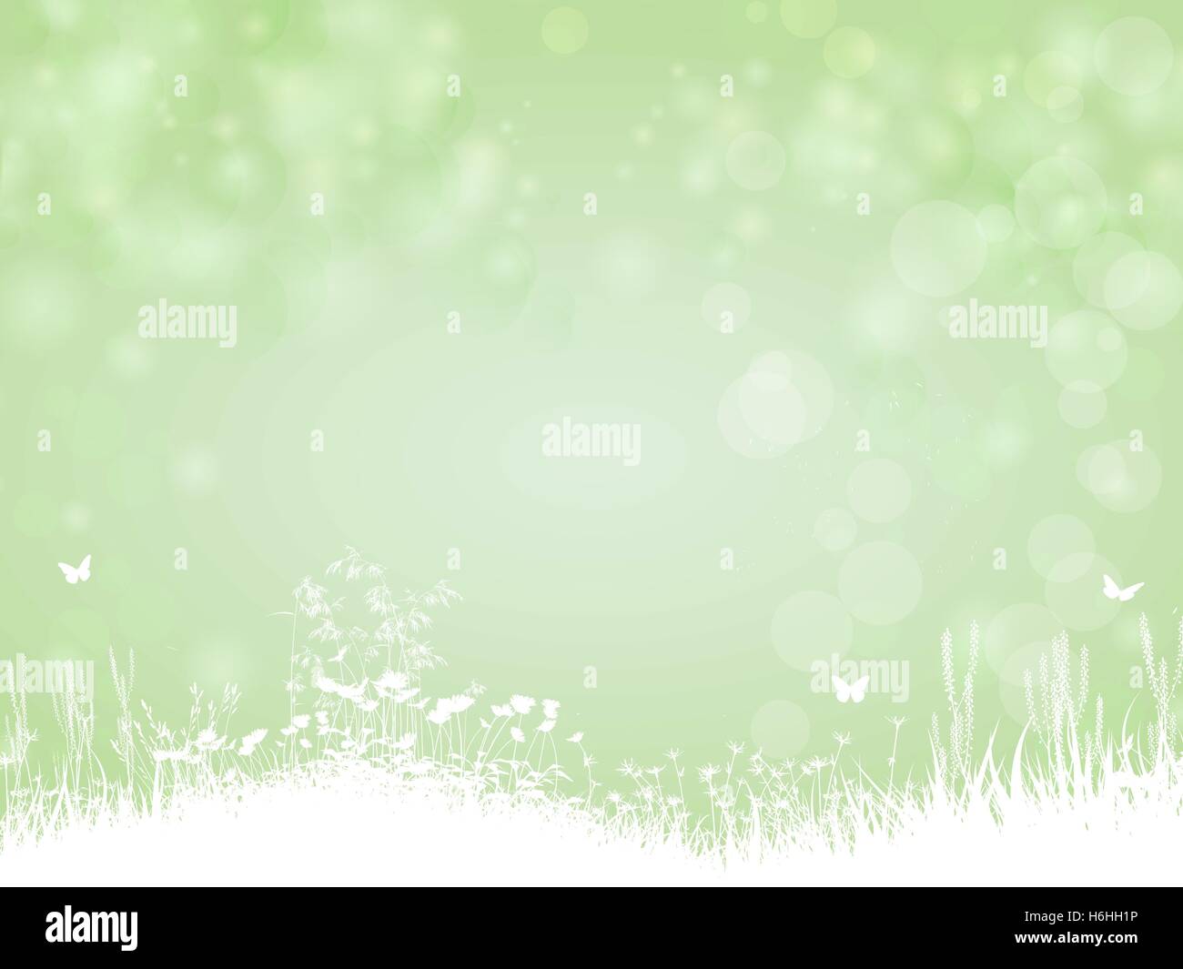 Gradient green paper background with butterfly and plants Stock Vector