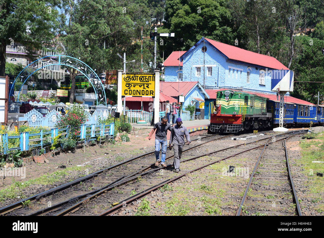 coonoor Railway station and Nilgiri Mountain Railway to ooty starts from here Stock Photo
