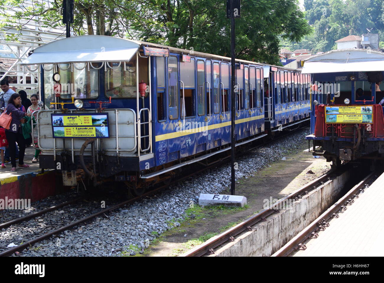 Nilgiri Mountain Railway Trains at coonoor station connecting Coonoor and Udhagamandalam Ooty Tamil Nadu India Stock Photo