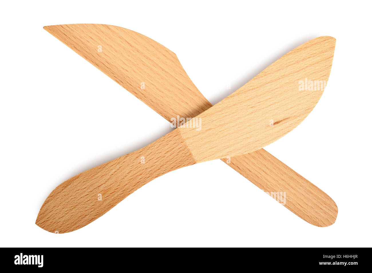 Wooden Butter Knife Cheese Spreader. Isolated with clipping path Stock