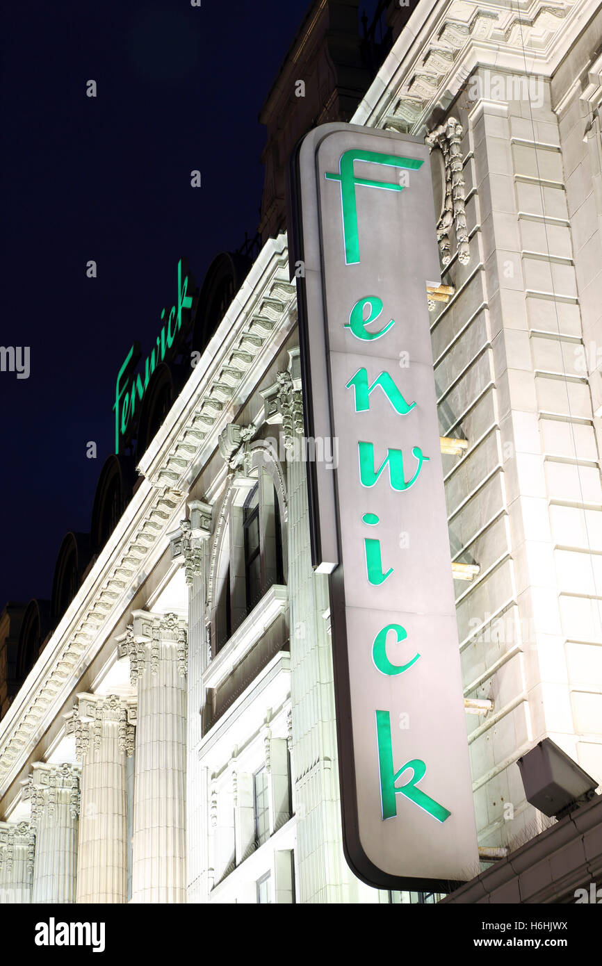 A sign for the Fenwick department store in Newcastle-upon-Tyne, England. Stock Photo