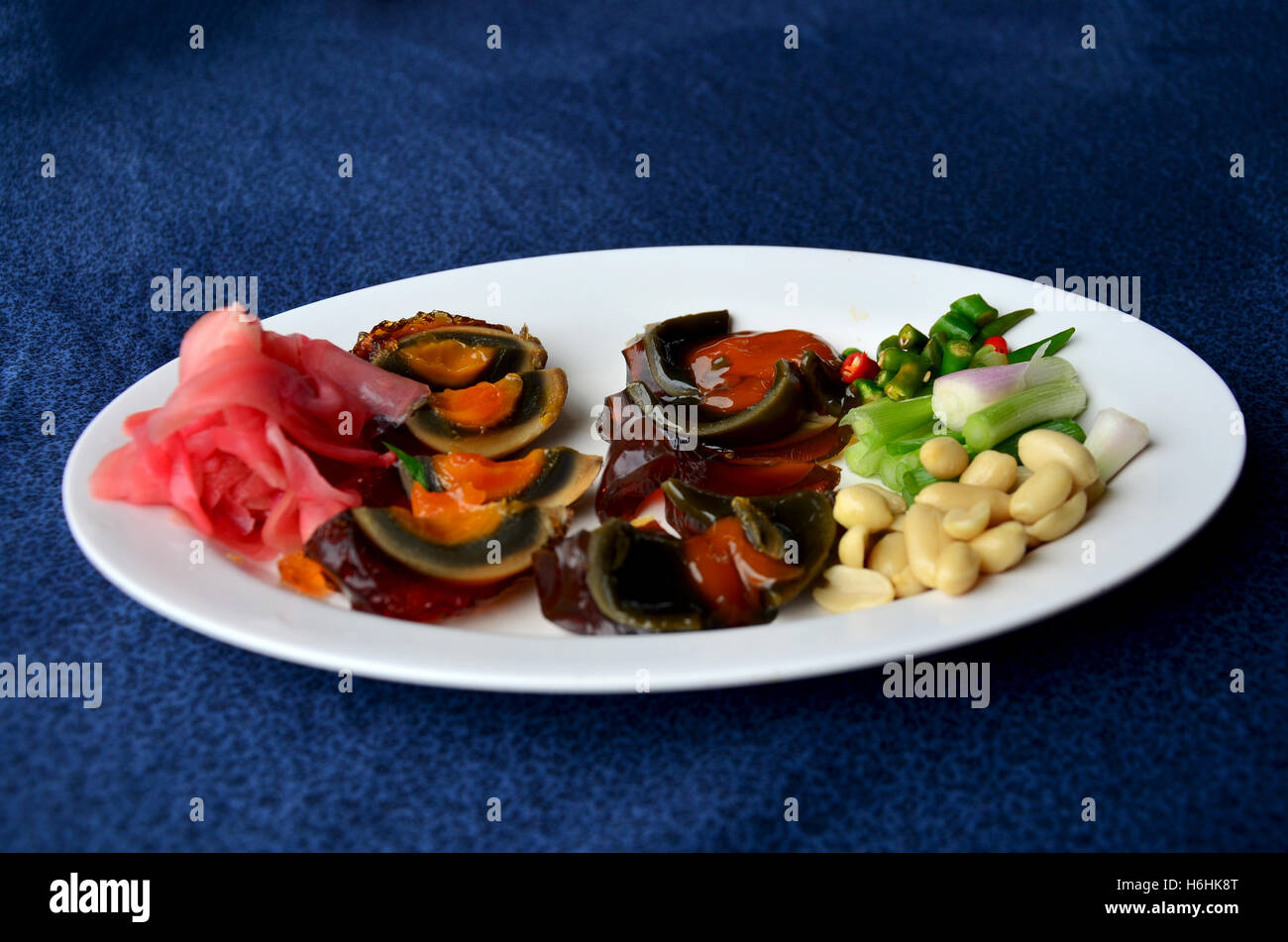 Appetizer century egg or pidan also known as preserved egg, hundred