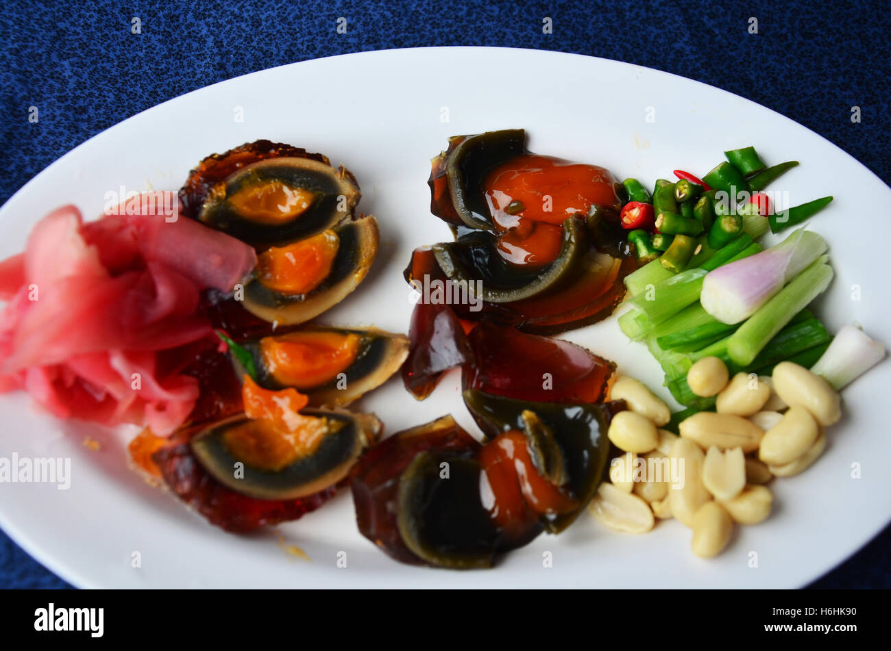 Appetizer century egg or pidan also known as preserved egg, hundred