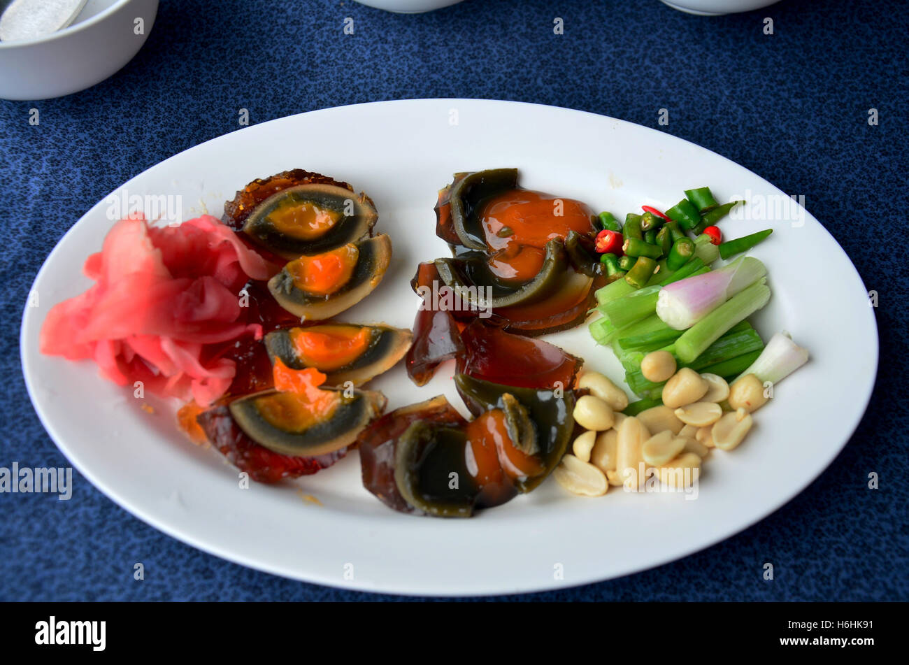 Appetizer century egg or pidan also known as preserved egg, hundred